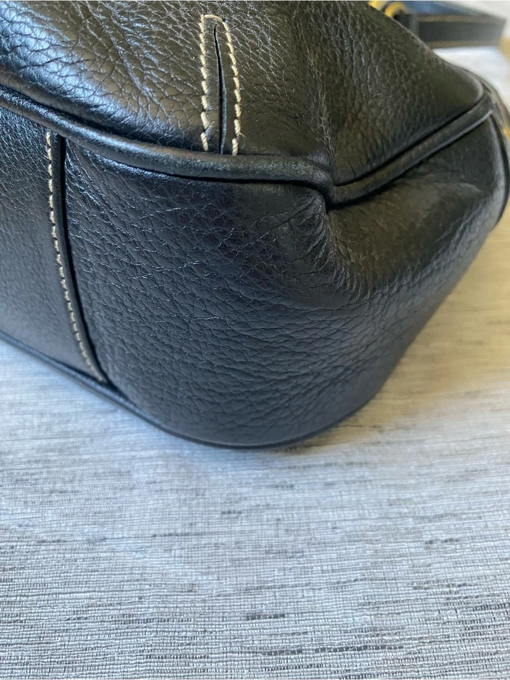 Etienne Aigner Black Pebbled Leather Satchel Crossbody Shoulder Bag Purse